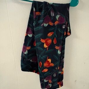 LuLaRoe Floral Leggings - Black, Orange, Purple